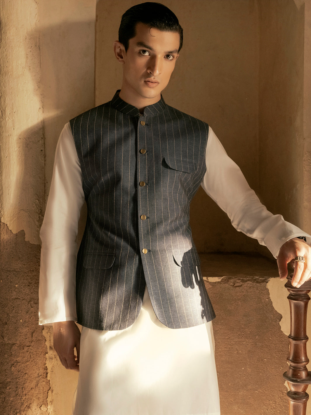 Blue Linen Waistcoat - AL-WC-421