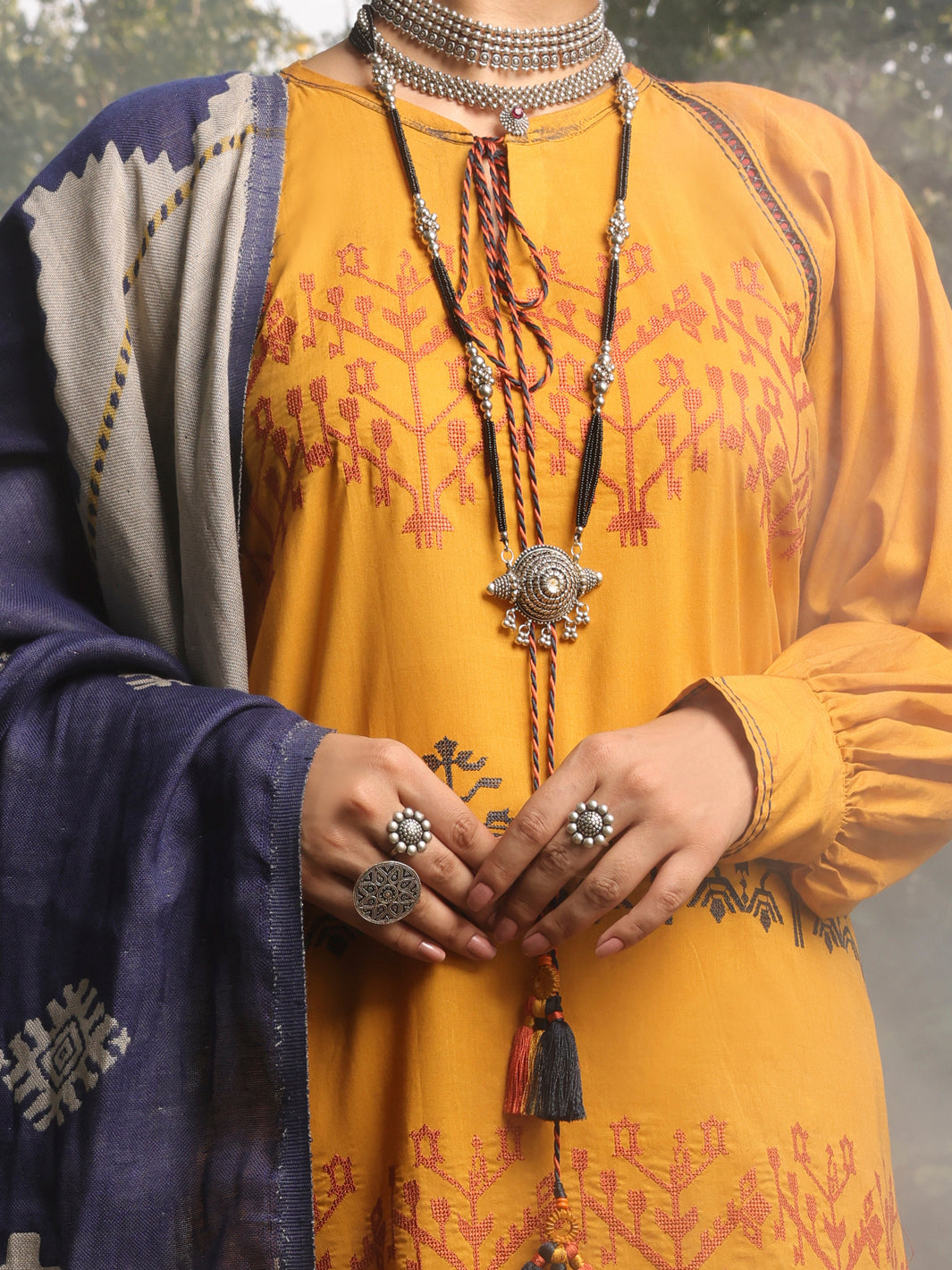 Mustard Cambric Unstitched 3Pc - AWP-3PS-422