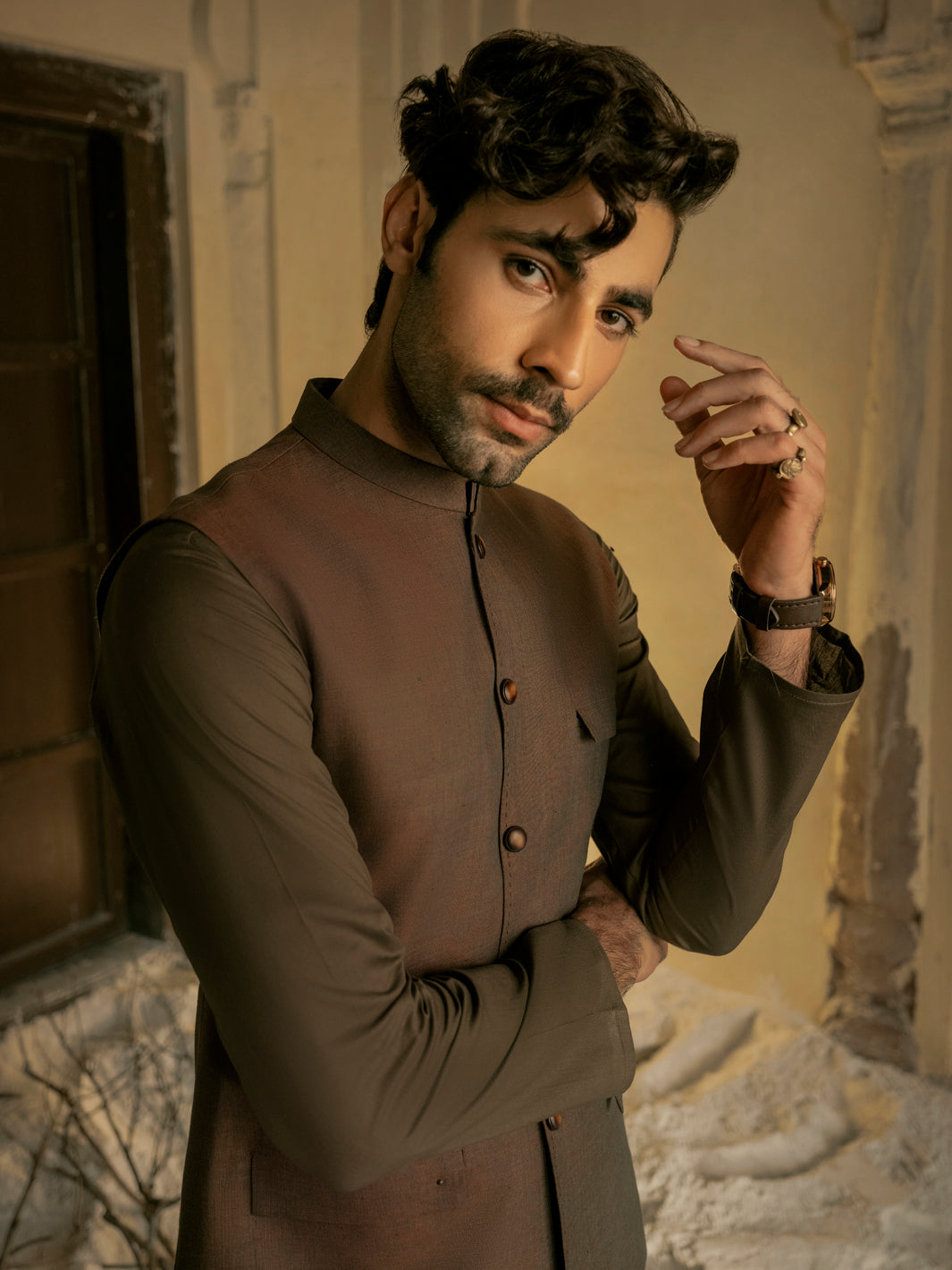 Brown Linen Waistcoat - AL-WC-422