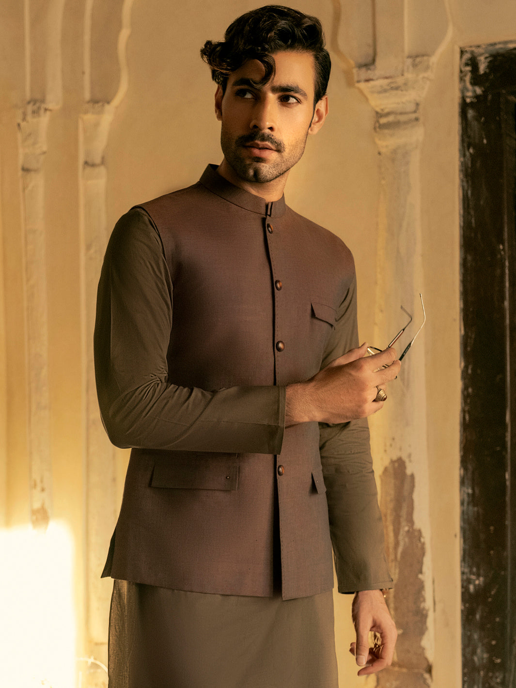 Brown Linen Waistcoat - AL-WC-422