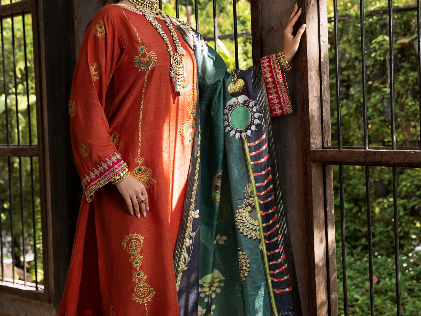Rust Raw Silk 3 Piece Stitched - ALP-3PS-428