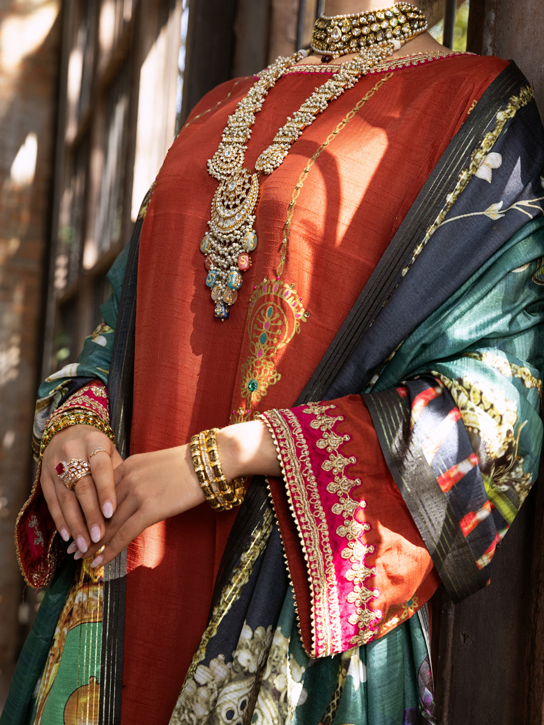 Rust Raw Silk 3 Piece Stitched - ALP-3PS-428