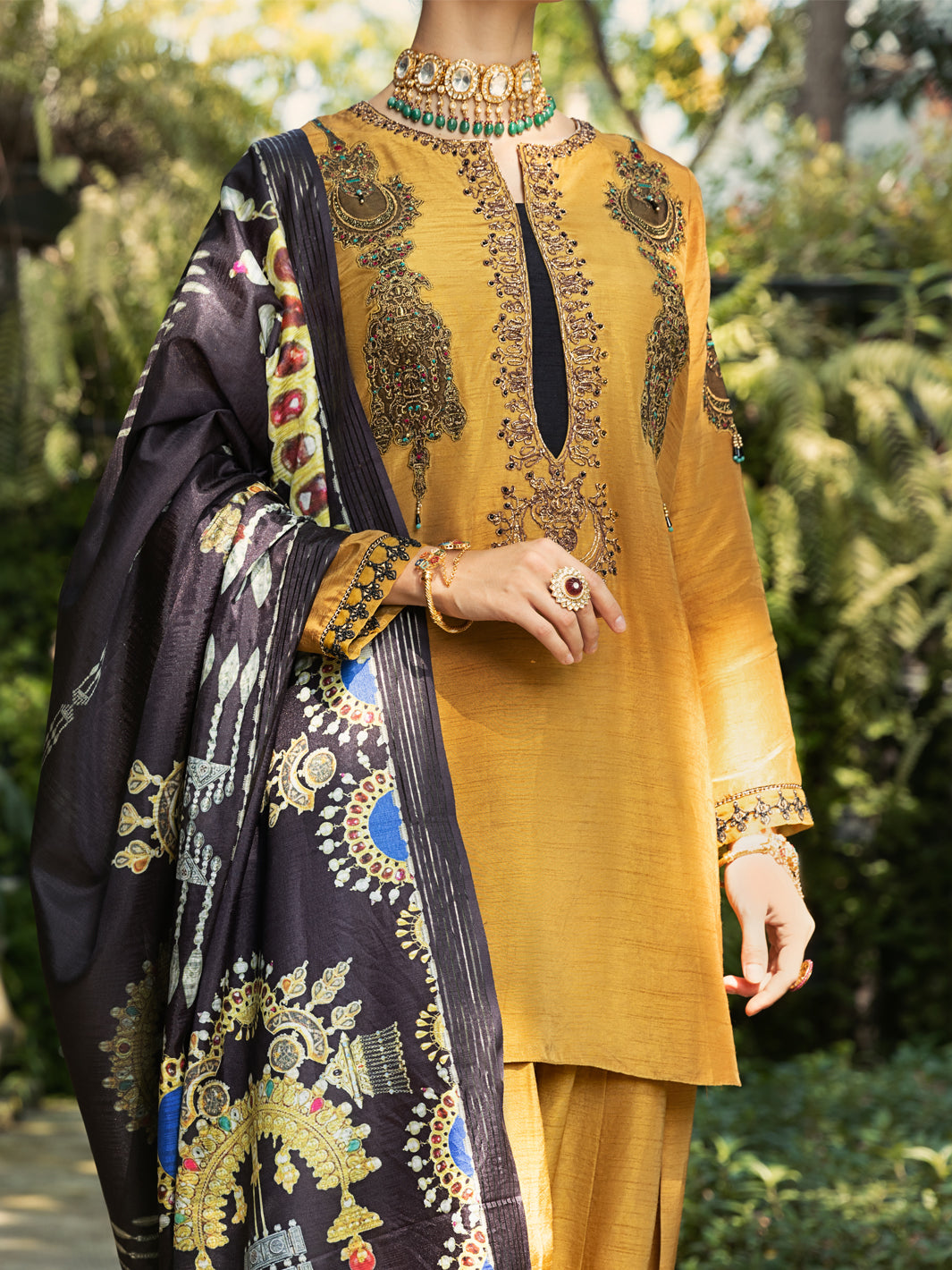 Mustard Silk 3Pc Stitched - ALP-3PS-431