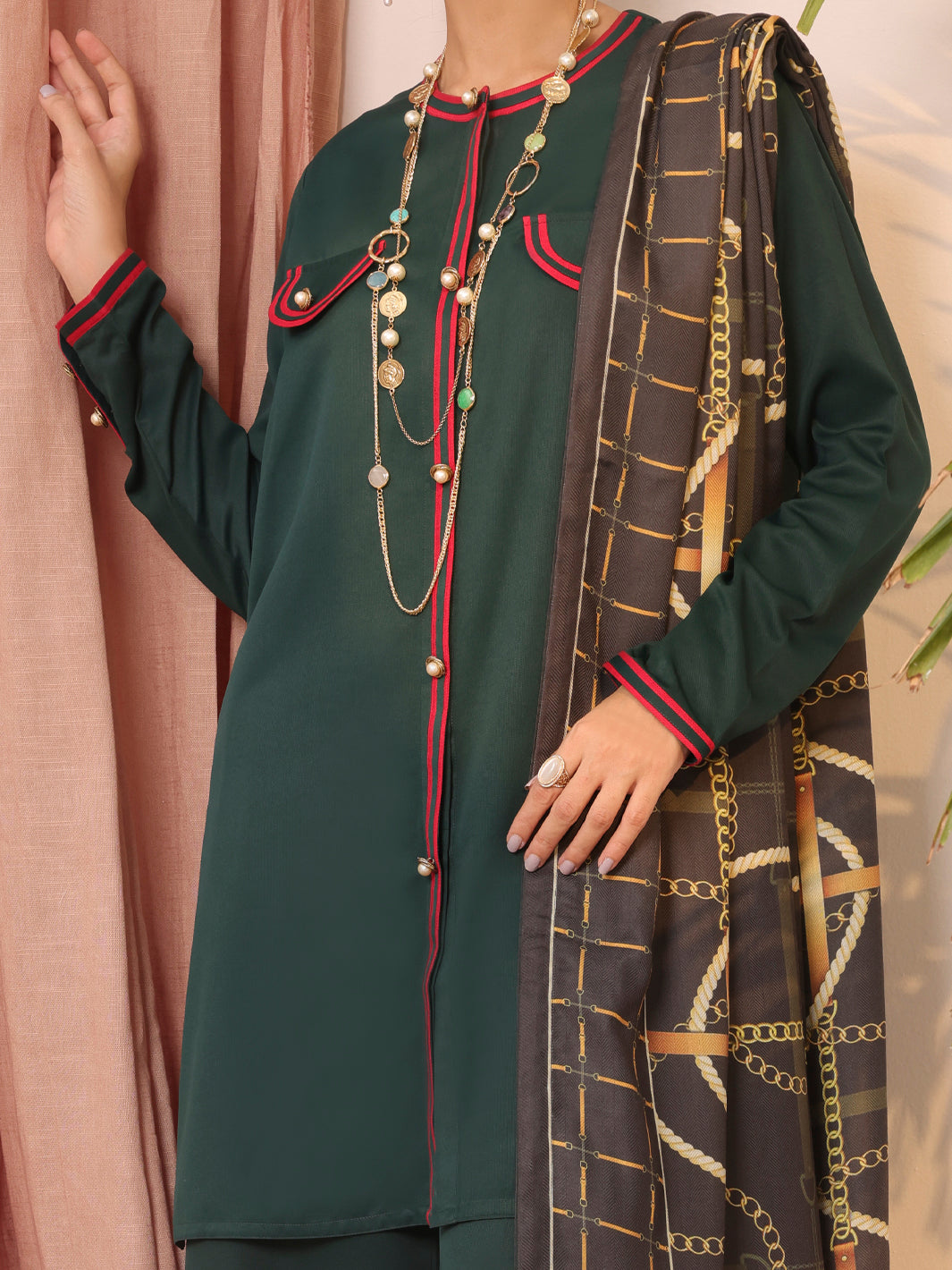 Green Dobby Viscose Unstitched 3 Piece - AWP-3PS-435