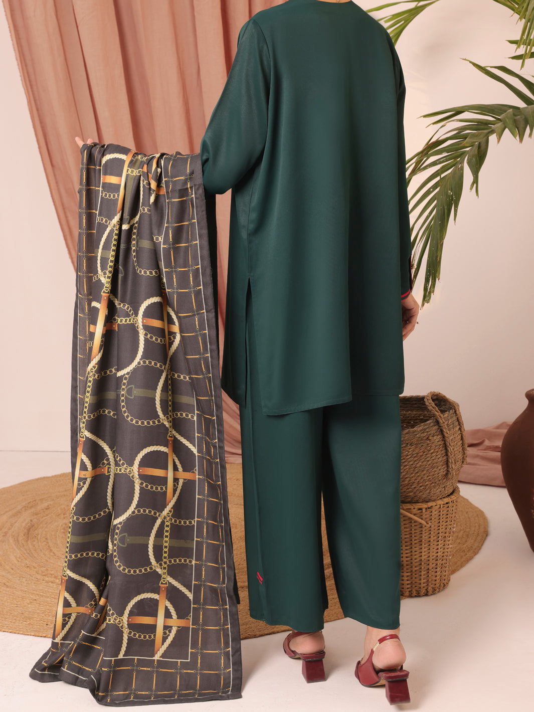 Green Dobby Viscose Unstitched 3 Piece - AWP-3PS-435