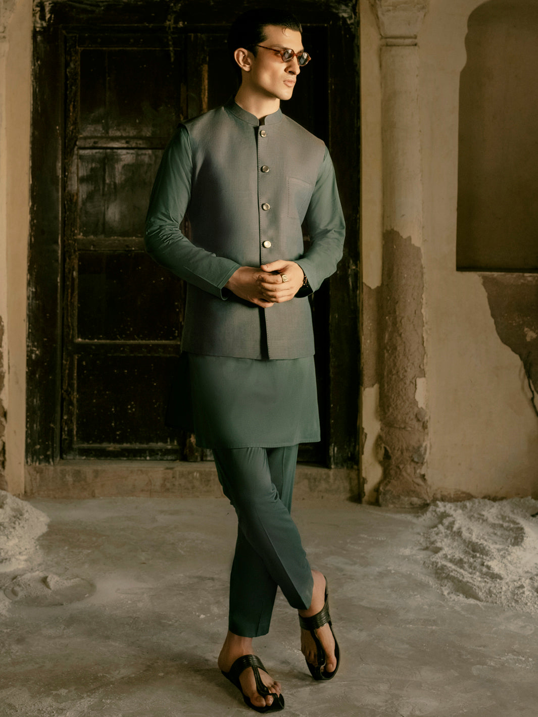 Green Blended Waistcoat - AL-WC-454
