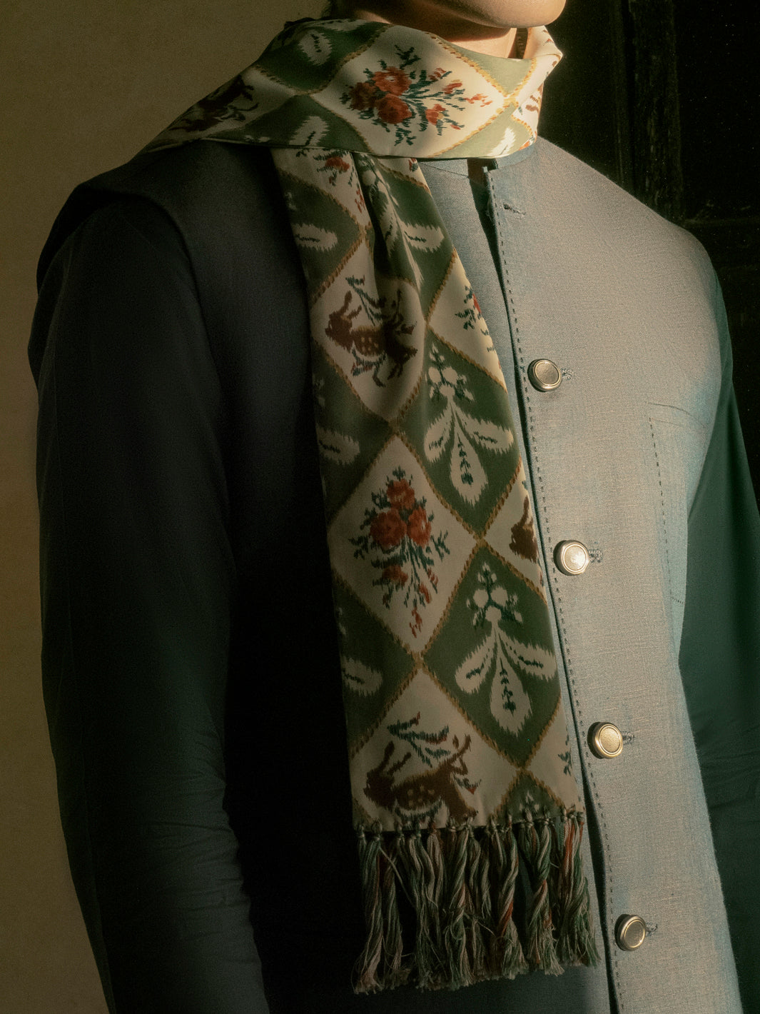 Green Blended Waistcoat - AL-WC-454