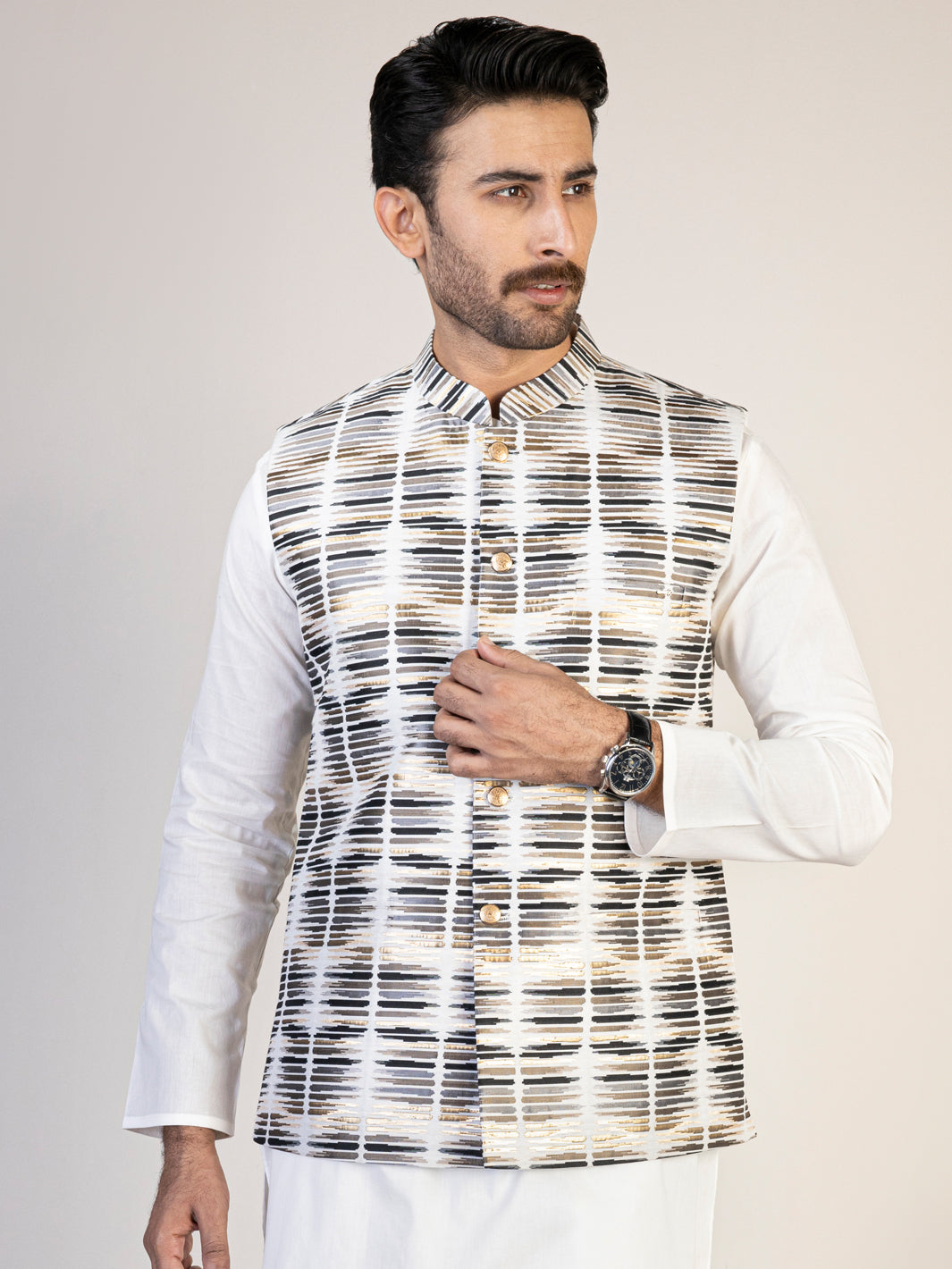 White Blended Waistcoat - AL-WC-465