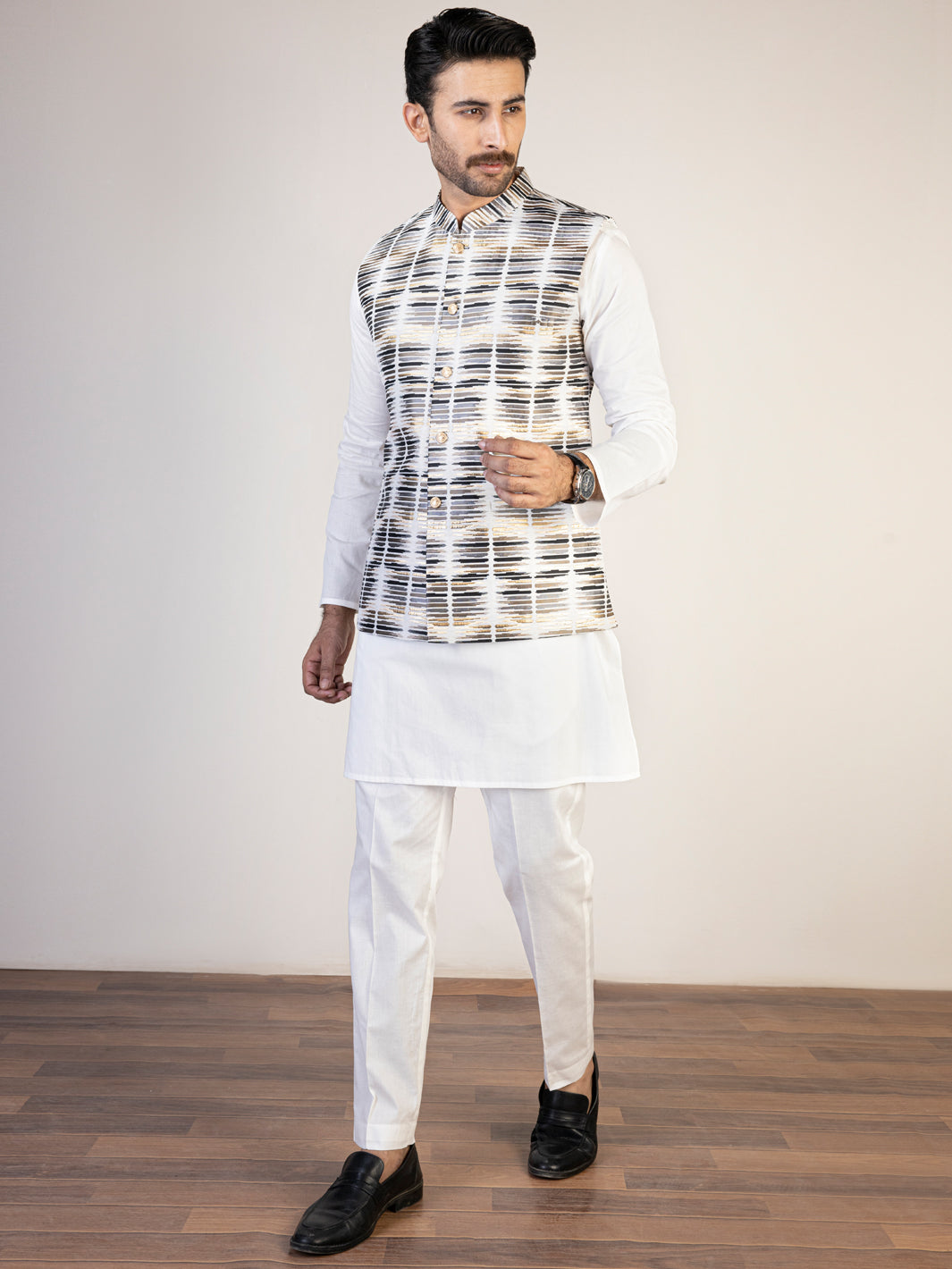 White Blended Waistcoat - AL-WC-465