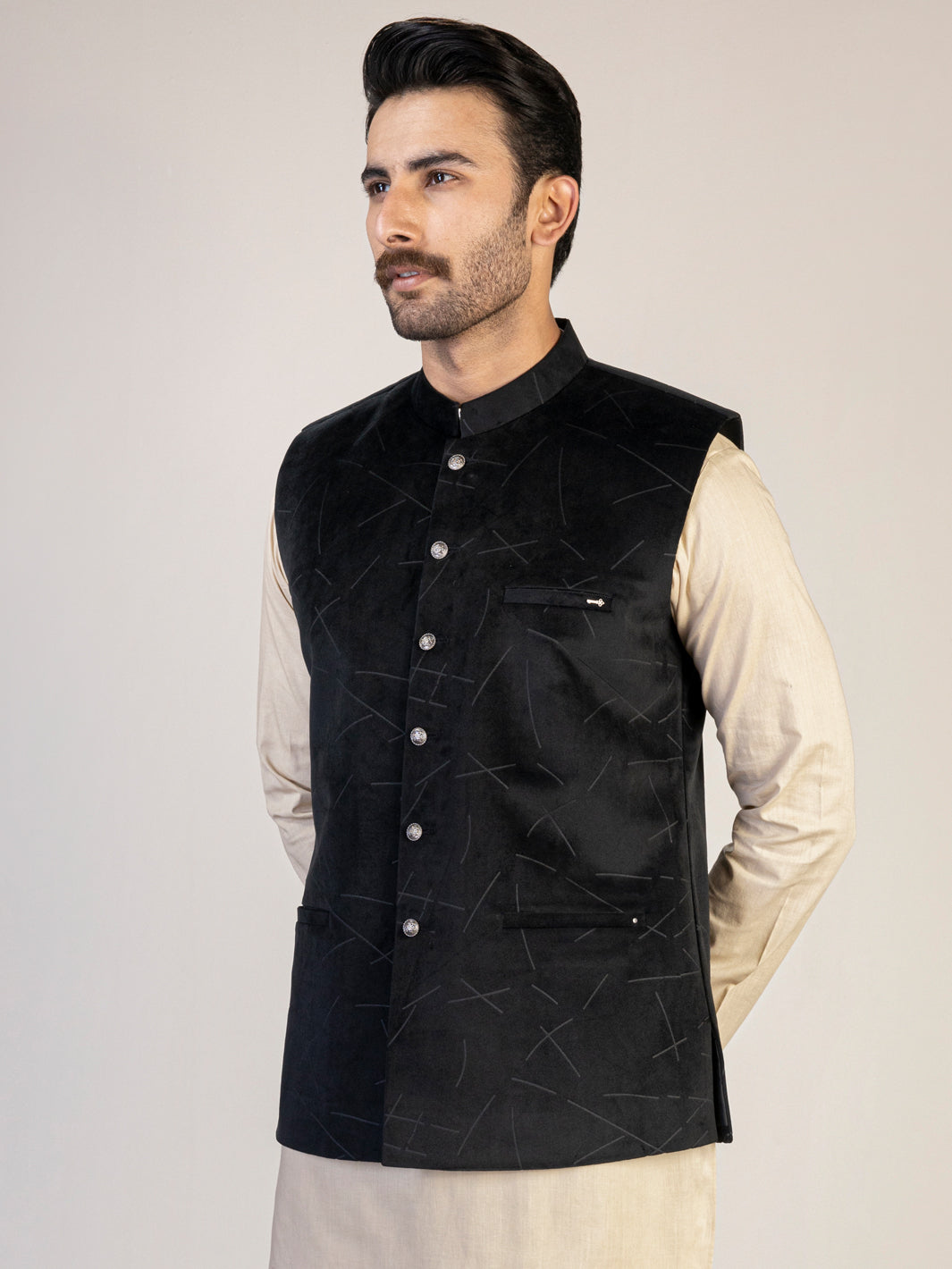 Black Blended Waistcoat - AL-WC-476