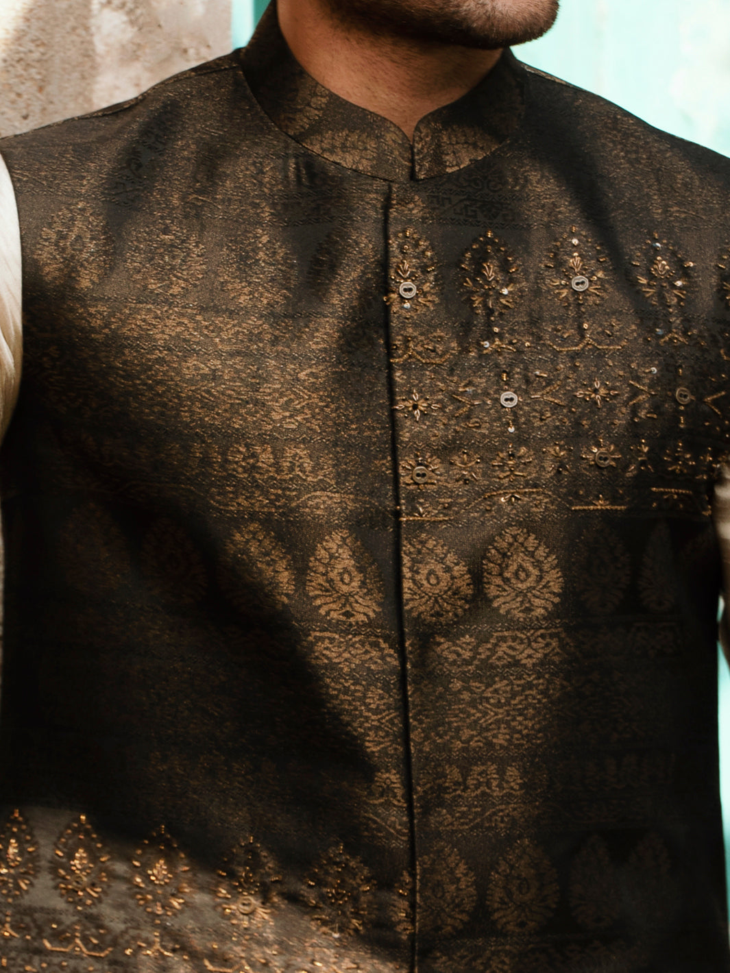 Brown Jacquard Waistcoat - AL-WC-478