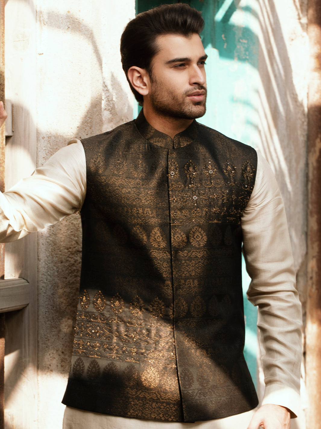 Brown Jacquard Waistcoat - AL-WC-478