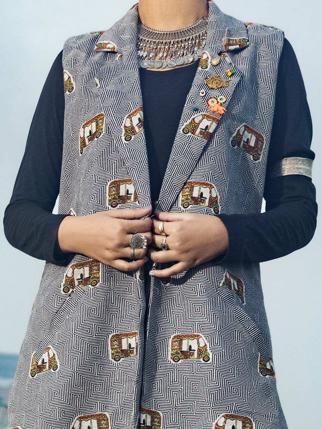 Black & White Yarn-Dyed Jacket - AWP-JT-492