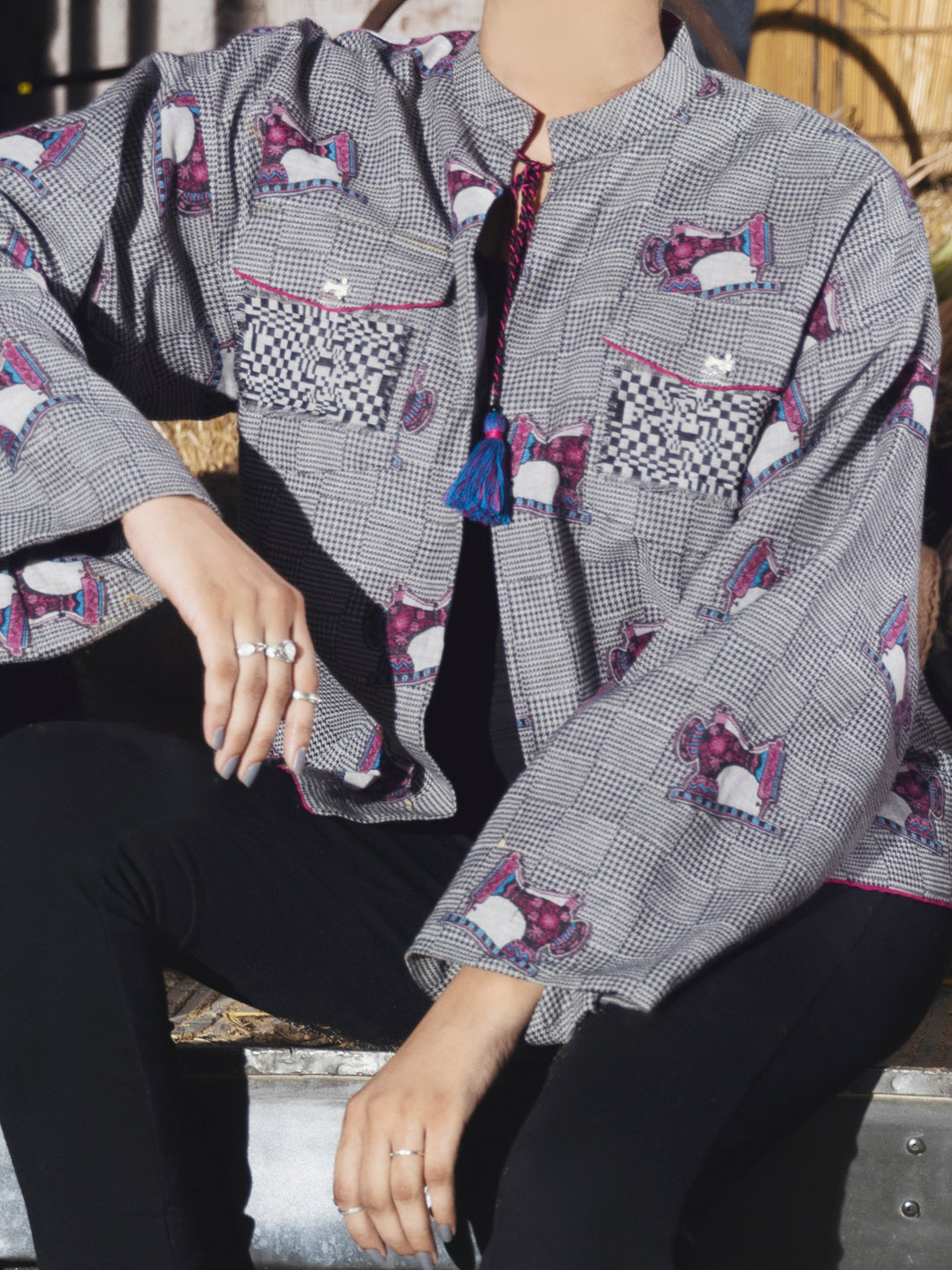 Black & White Yarn-Dyed Jacket - AWP-JT-494