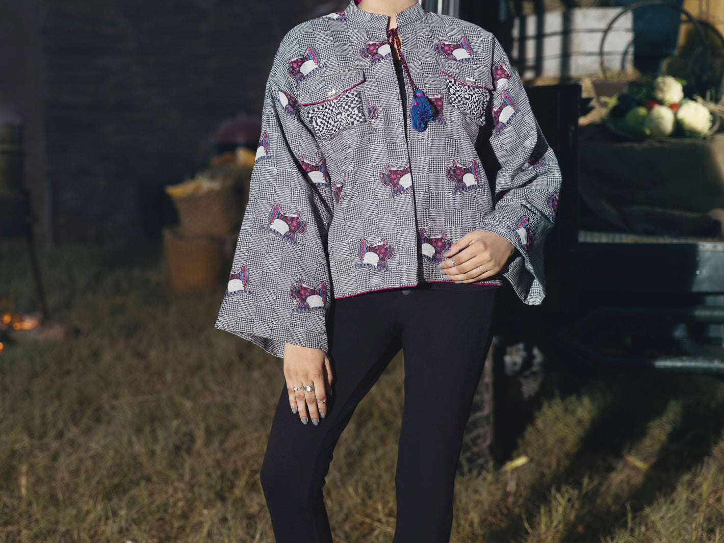 Black & White Yarn-Dyed Jacket - AWP-JT-494