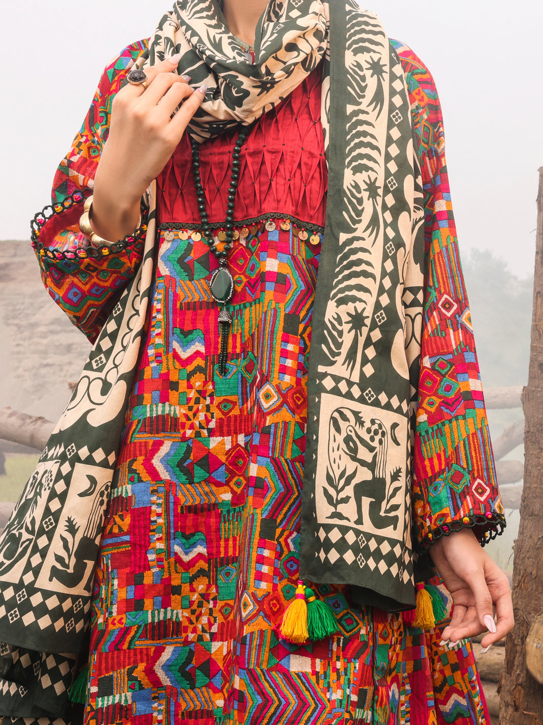 Red Khaddar Unstitched 3Pc - AWP-3PS-511