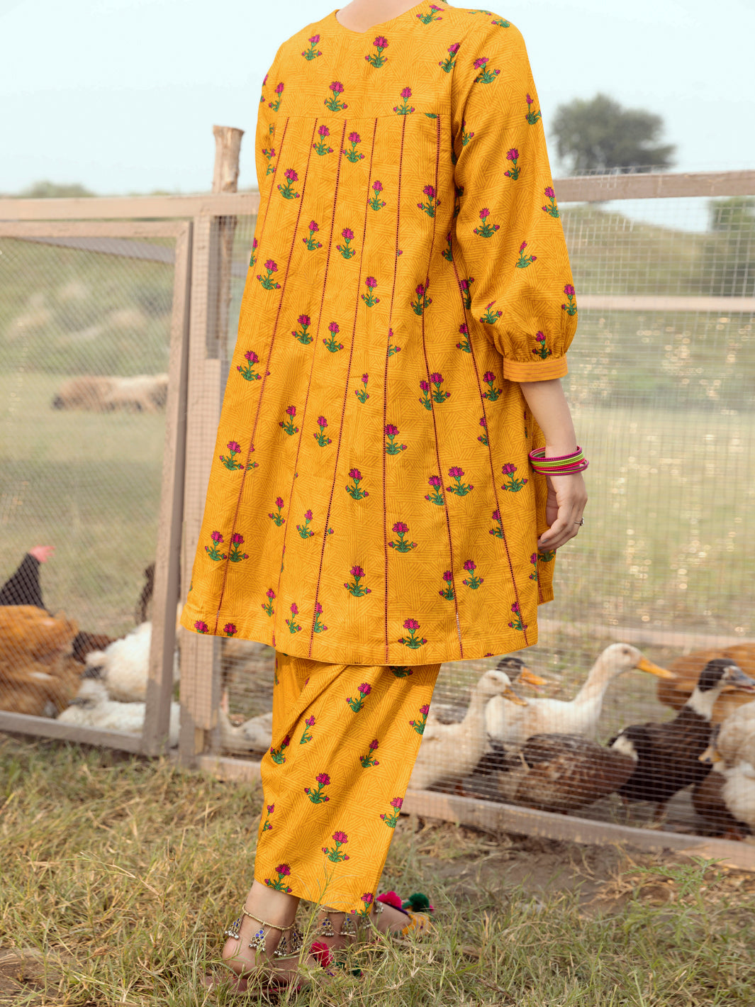 Mustard Cambric Unstitched 2 Piece - AWP-2PS-529