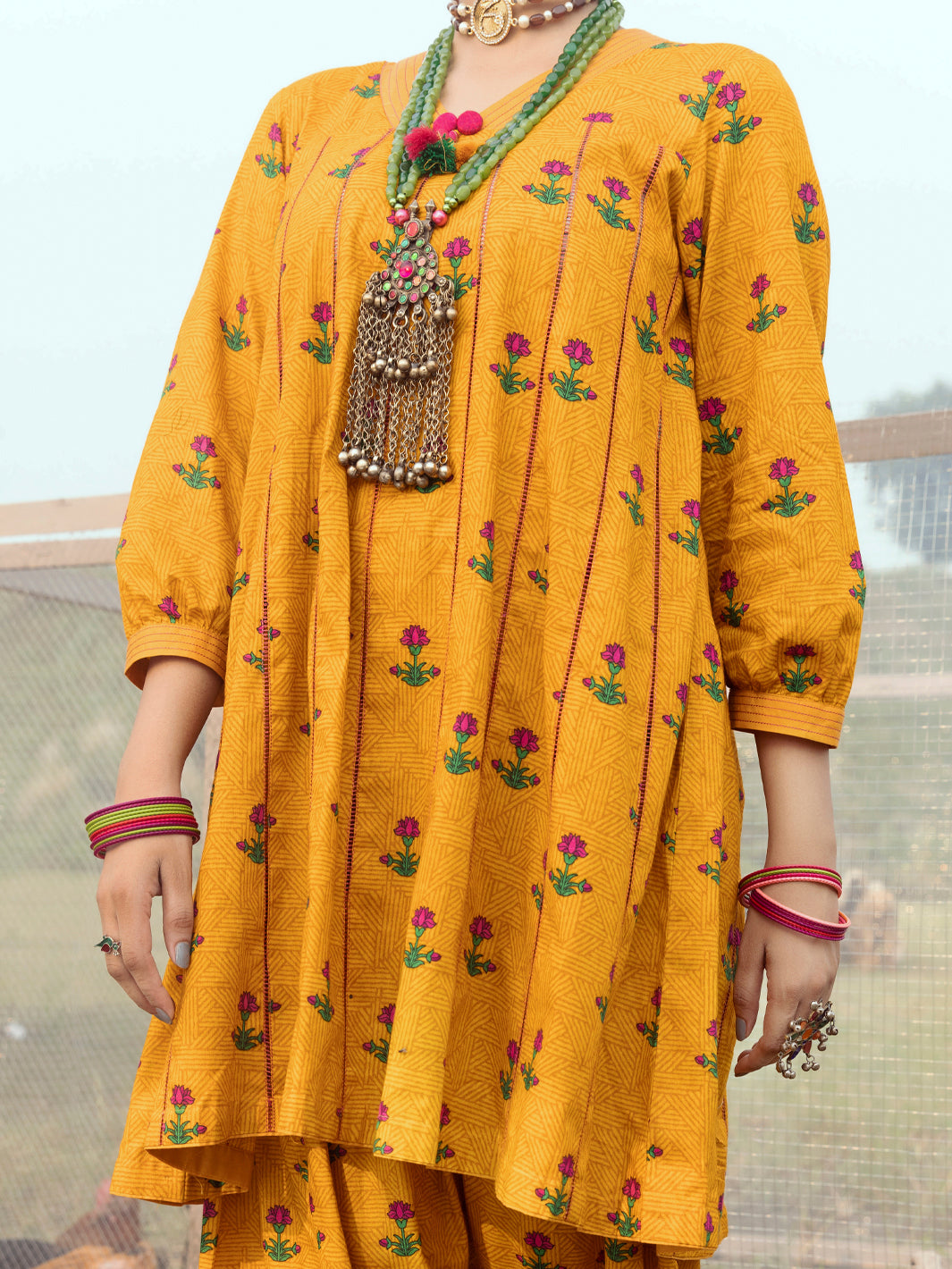 Mustard Cambric Unstitched 2 Piece - AWP-2PS-529