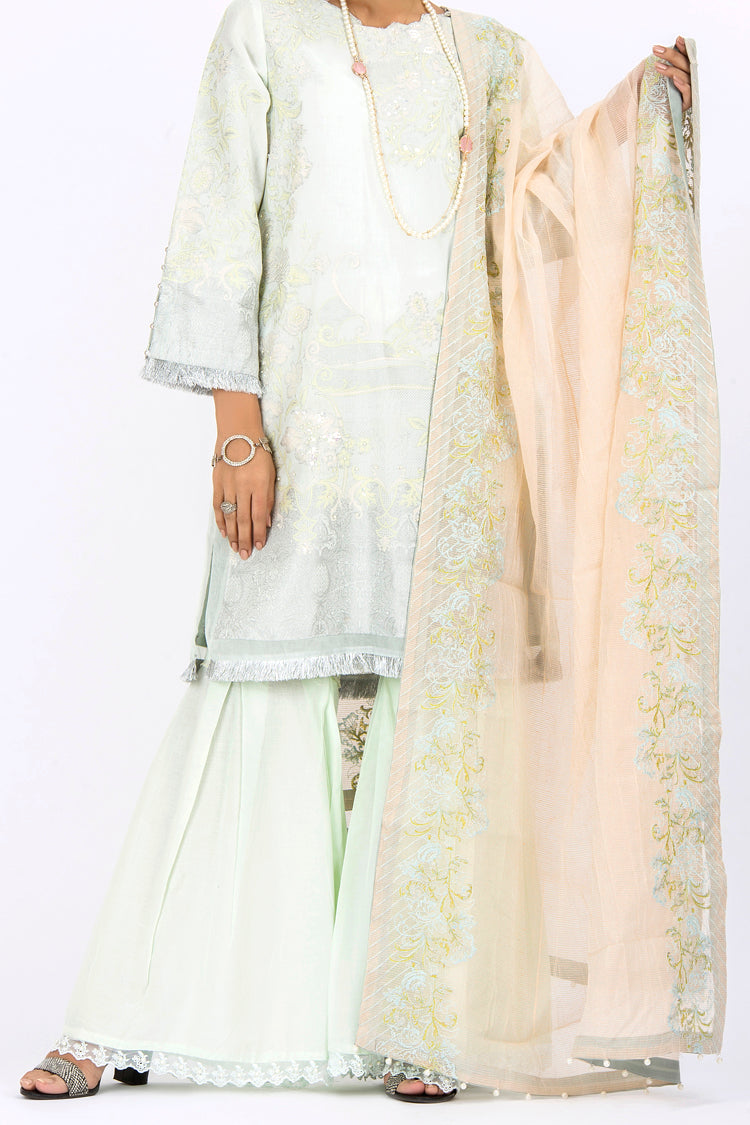 Light Green Jacquard 3Pc Stitched - ALP-535