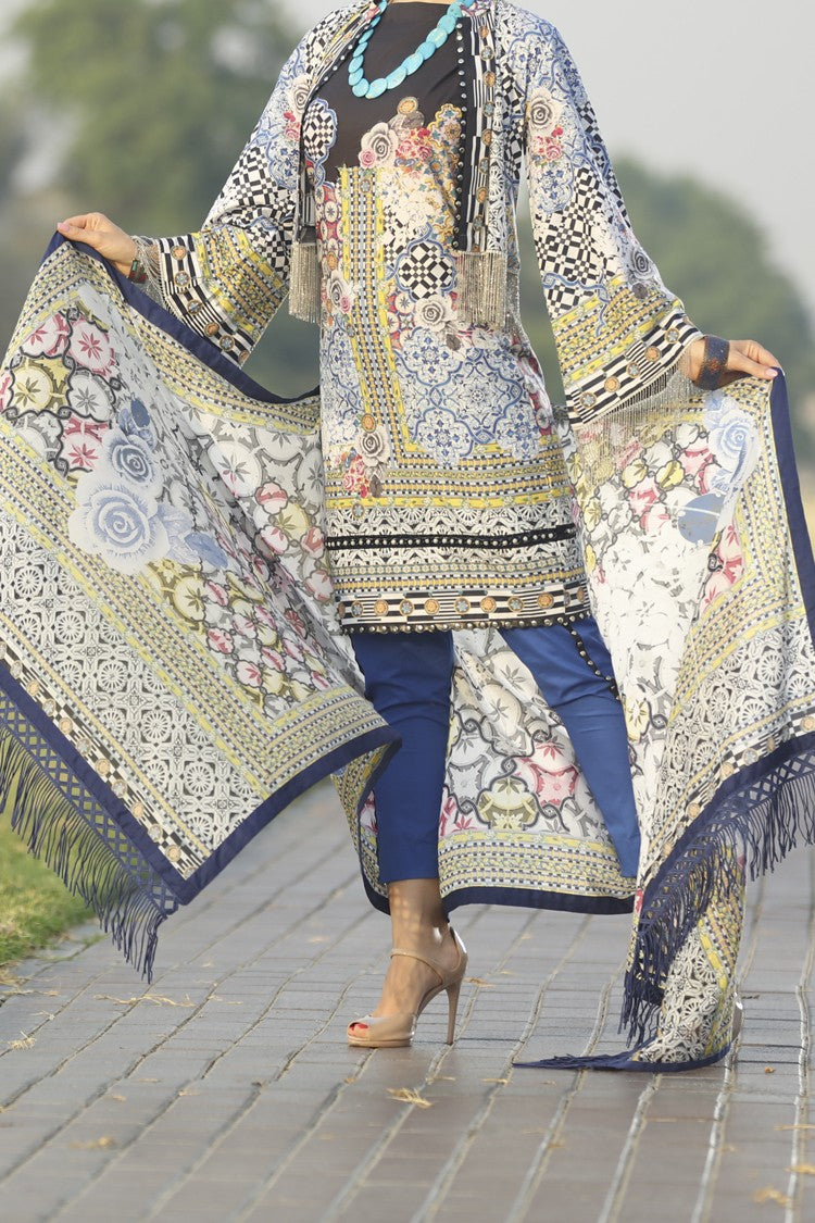 Black Lawn 2Pc Unstitched - ALP-601