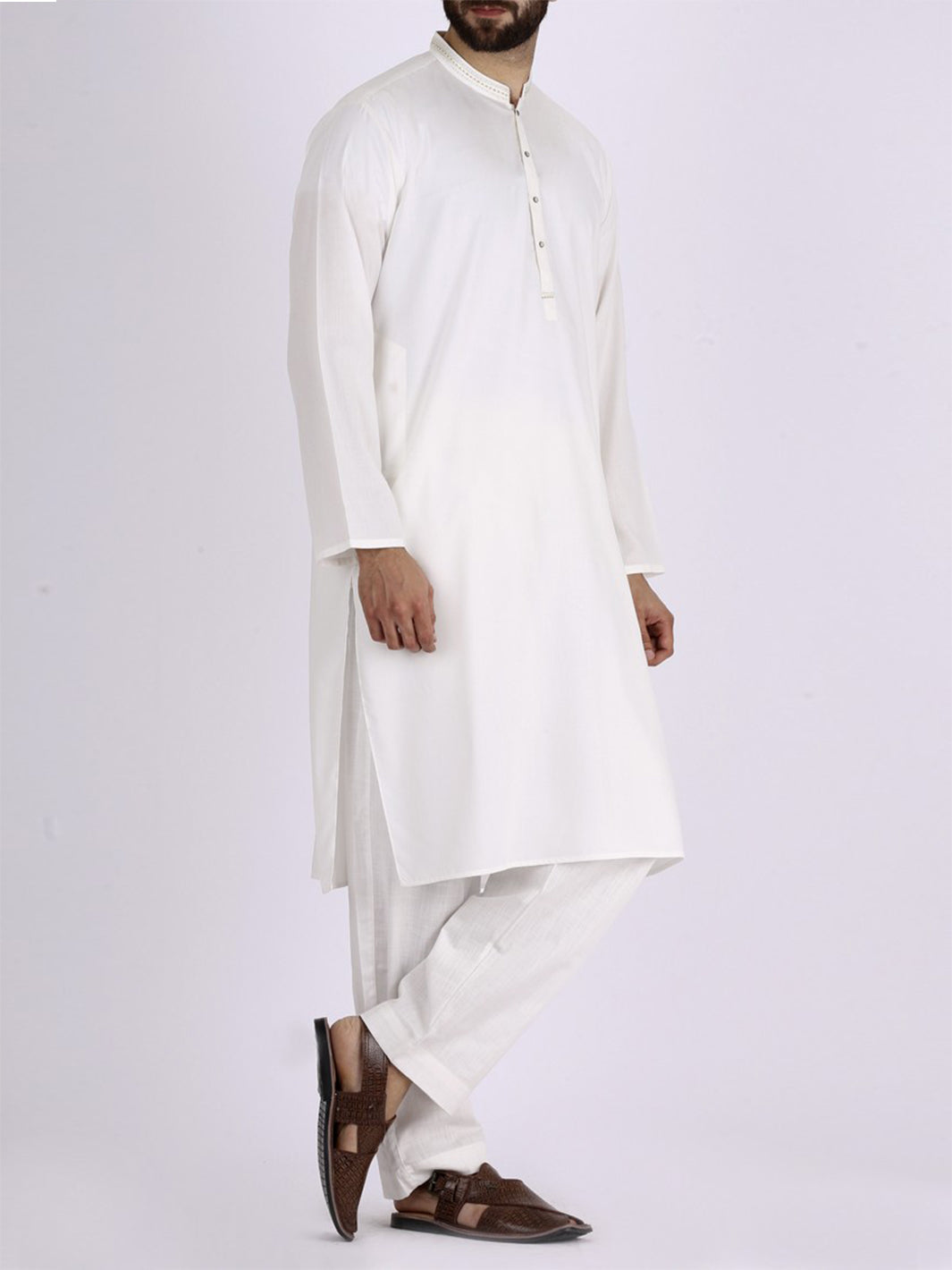 White Blended Kurta - AL-K-658