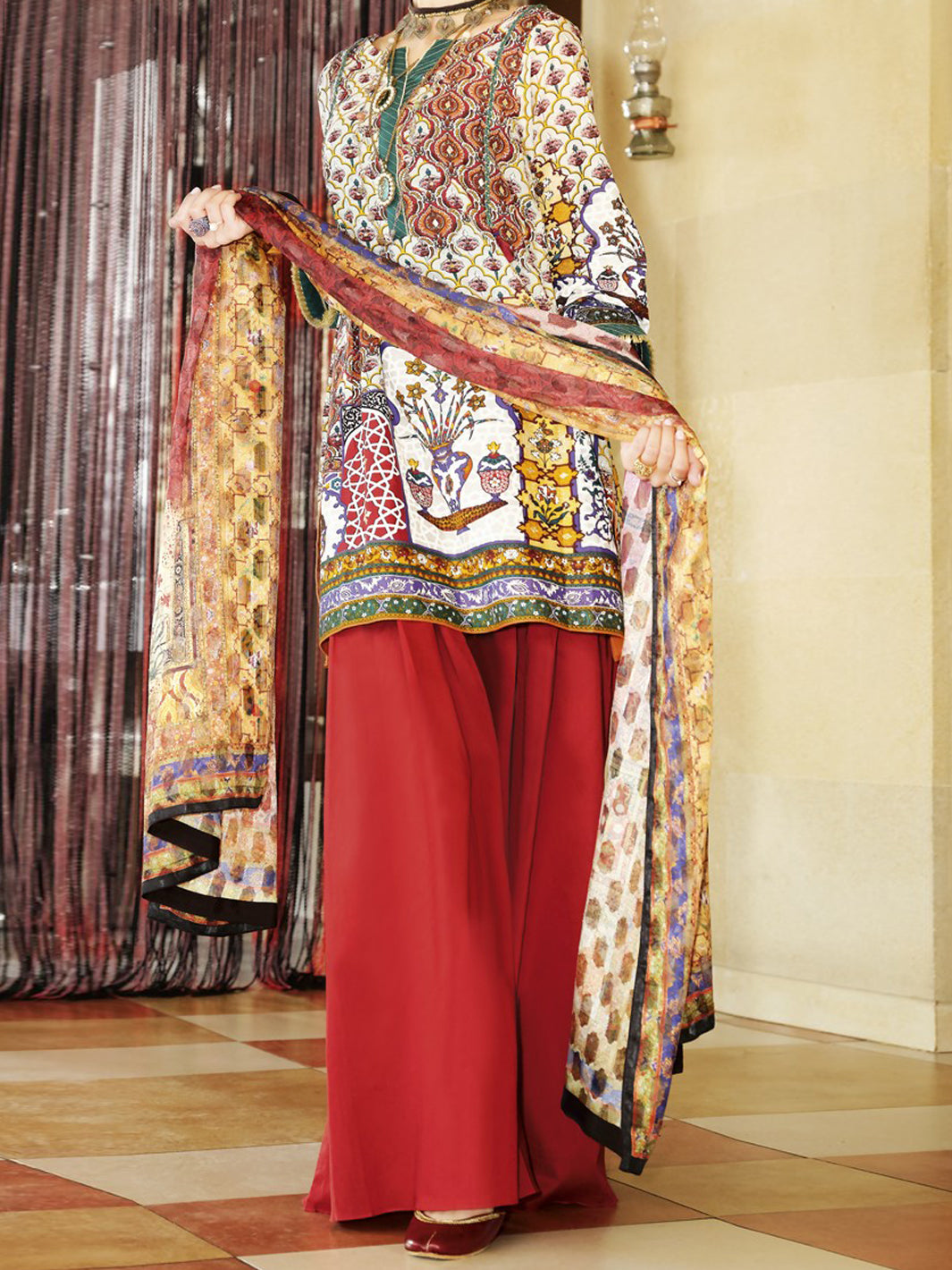 Mehroon Lawn 3Pc Unstitched - ALP-668