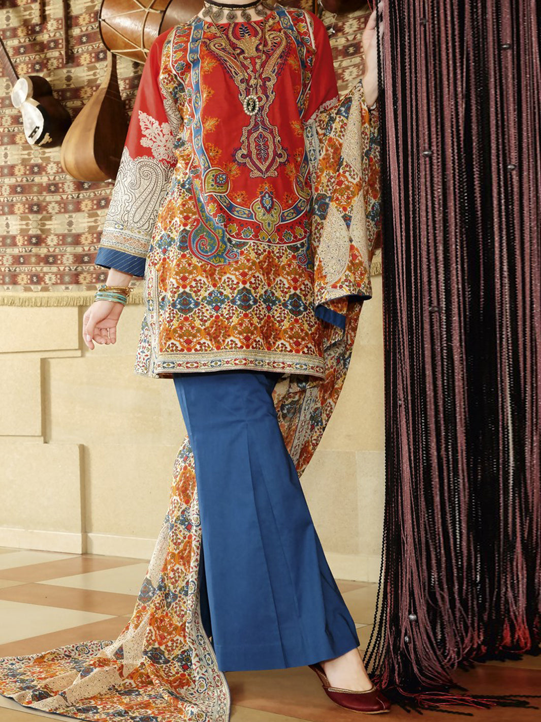 Red Lawn 3Pc Unstitched - ALP-669