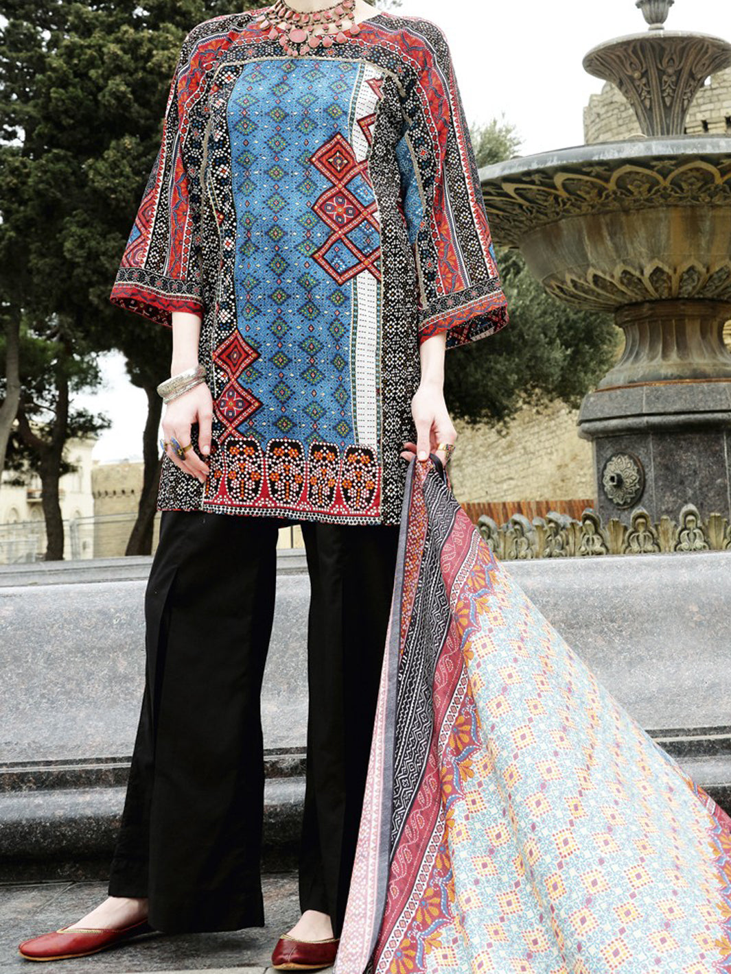 Blue Lawn 3 Piece Stitched - ALP-674