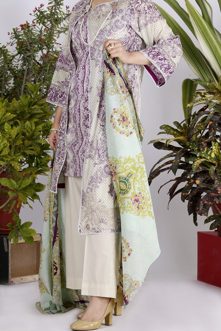 Purple Lawn 3Pc Stitched - ALP-710