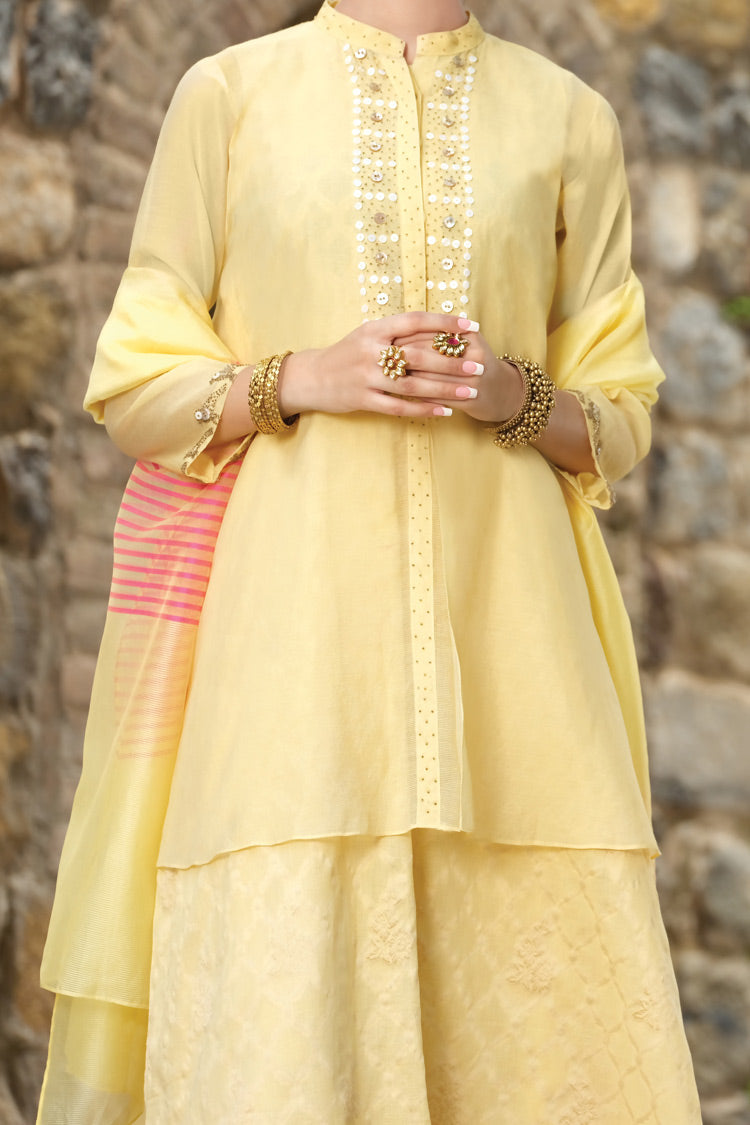 Lime Cotton Net 3Pc Stitched - ALP-733