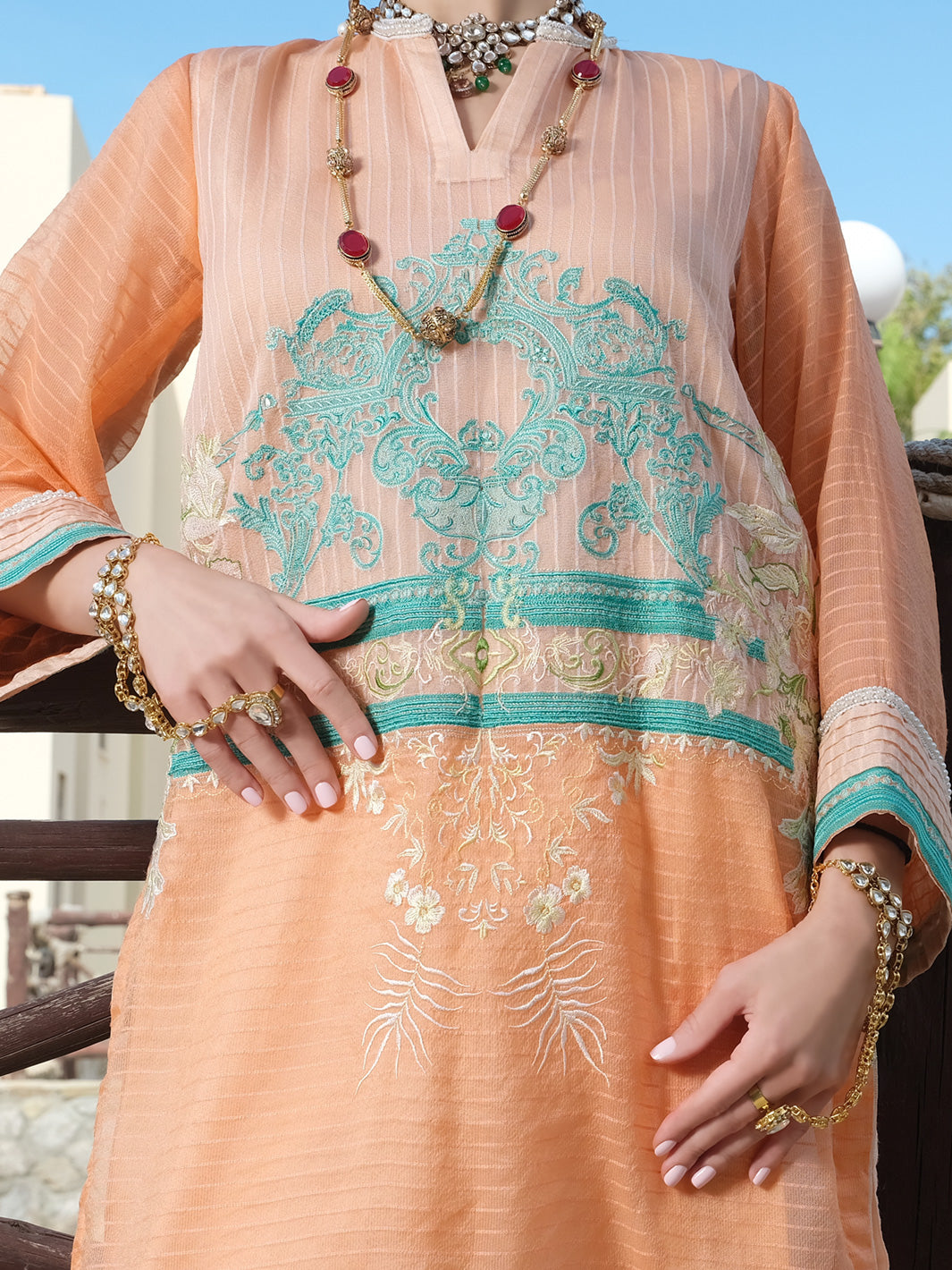 Orange Lawn Tunic - AL-LK-735