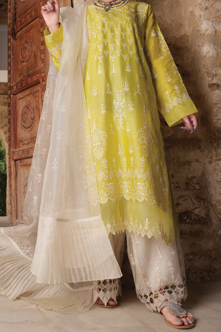Lime Raw Silk 3 Piece Stitched - ALP-742