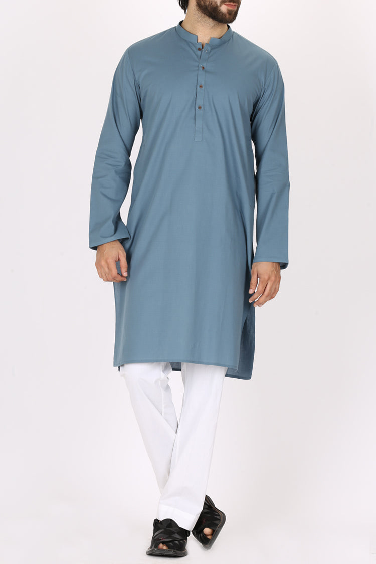 Blue Jacquard Kurta - AL-K-744