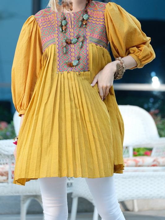 Mustard Jacquard Tunic - AL-LK-750