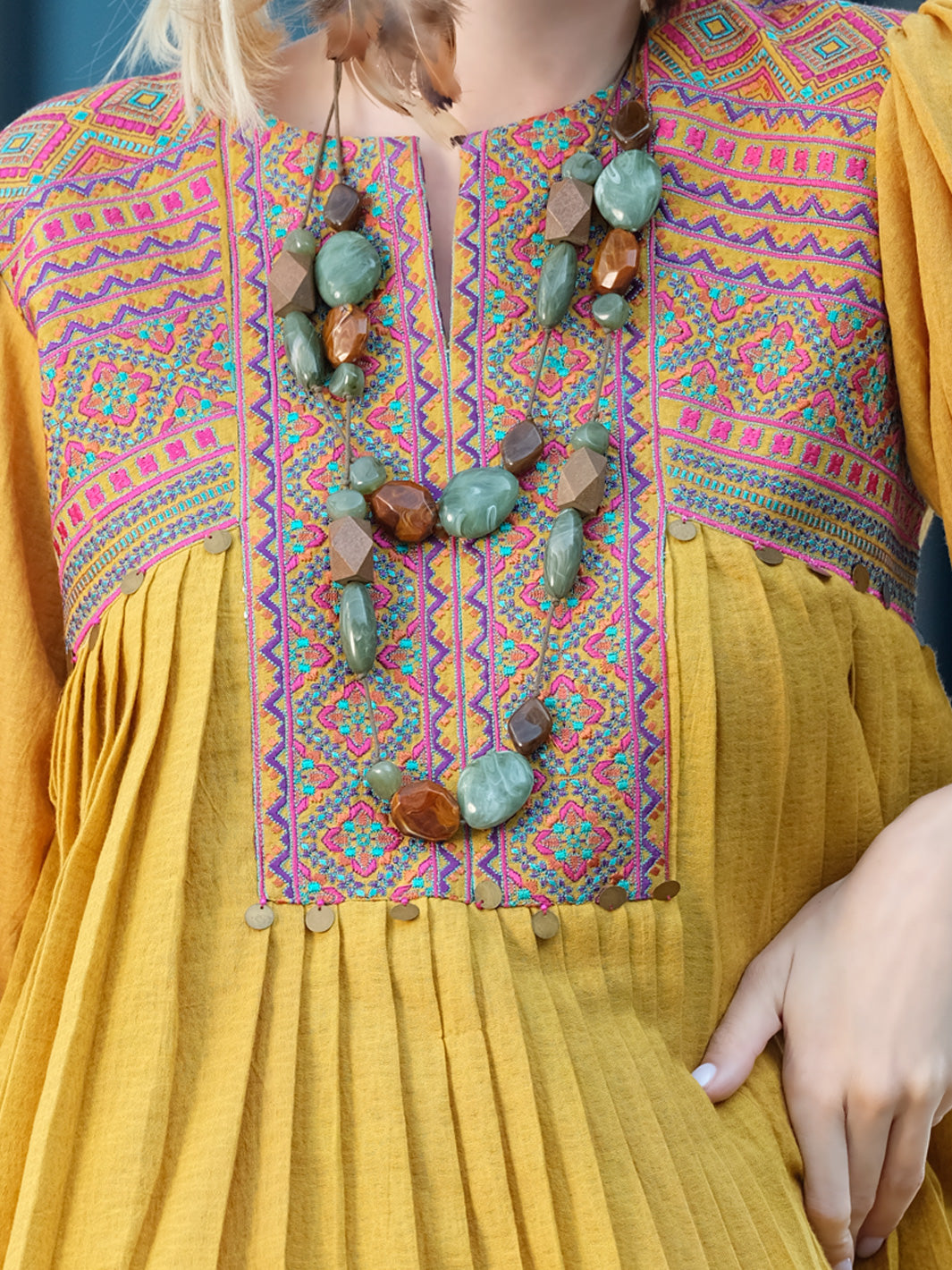 Mustard Jacquard Tunic - AL-LK-750