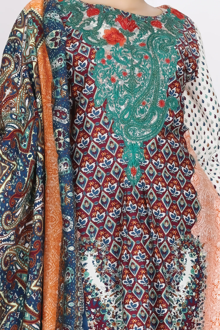 Orange Cambric 3 Piece Stitched - ALP-758
