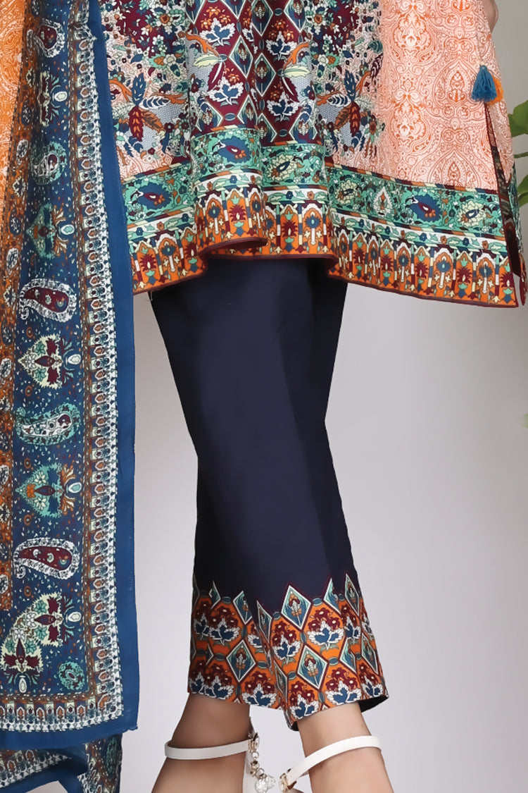Orange Cambric 3 Piece Stitched - ALP-758