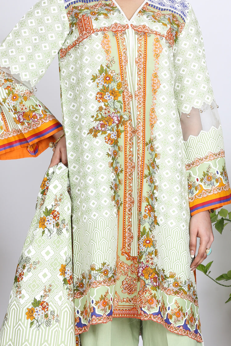 Pista Green Cambric 3 Piece Stitched - ALP-762
