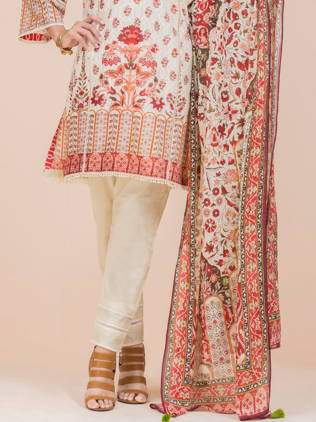 Off White Lawn 3Pc Stitched - ALP-3PS-776