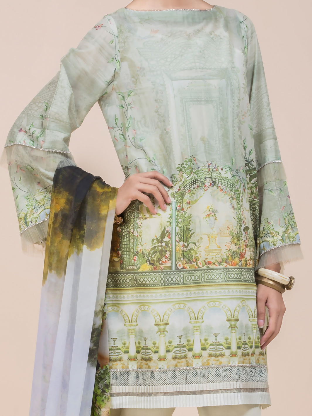 Pistachio Green Lawn 3 Piece Stitched - ALP-3PS-790