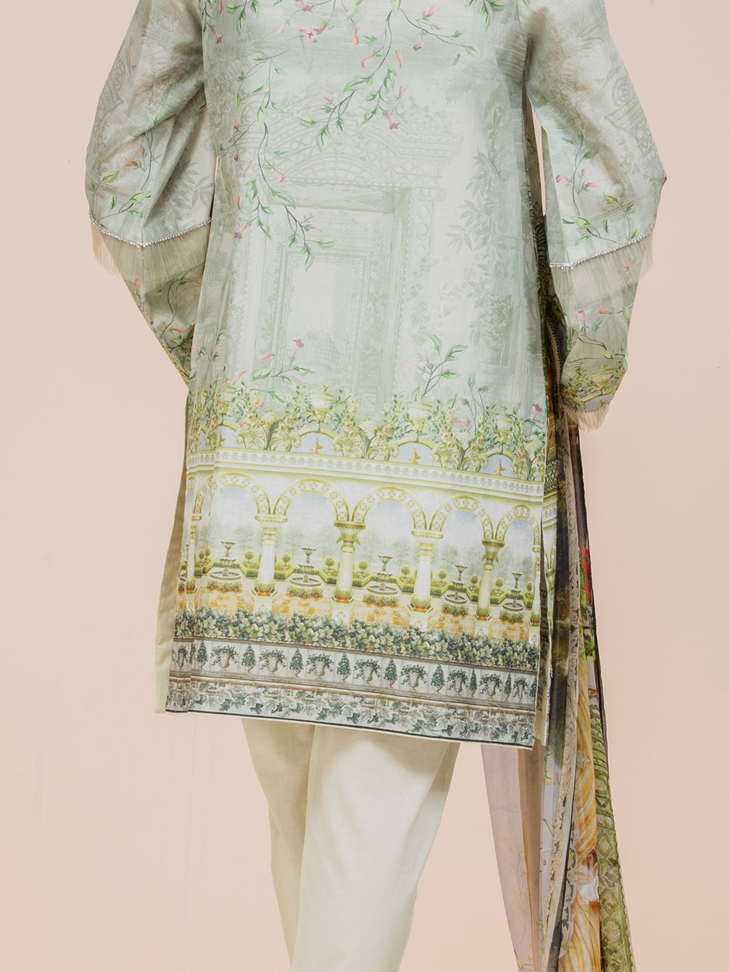 Pistachio Green Lawn 3 Piece Stitched - ALP-3PS-790