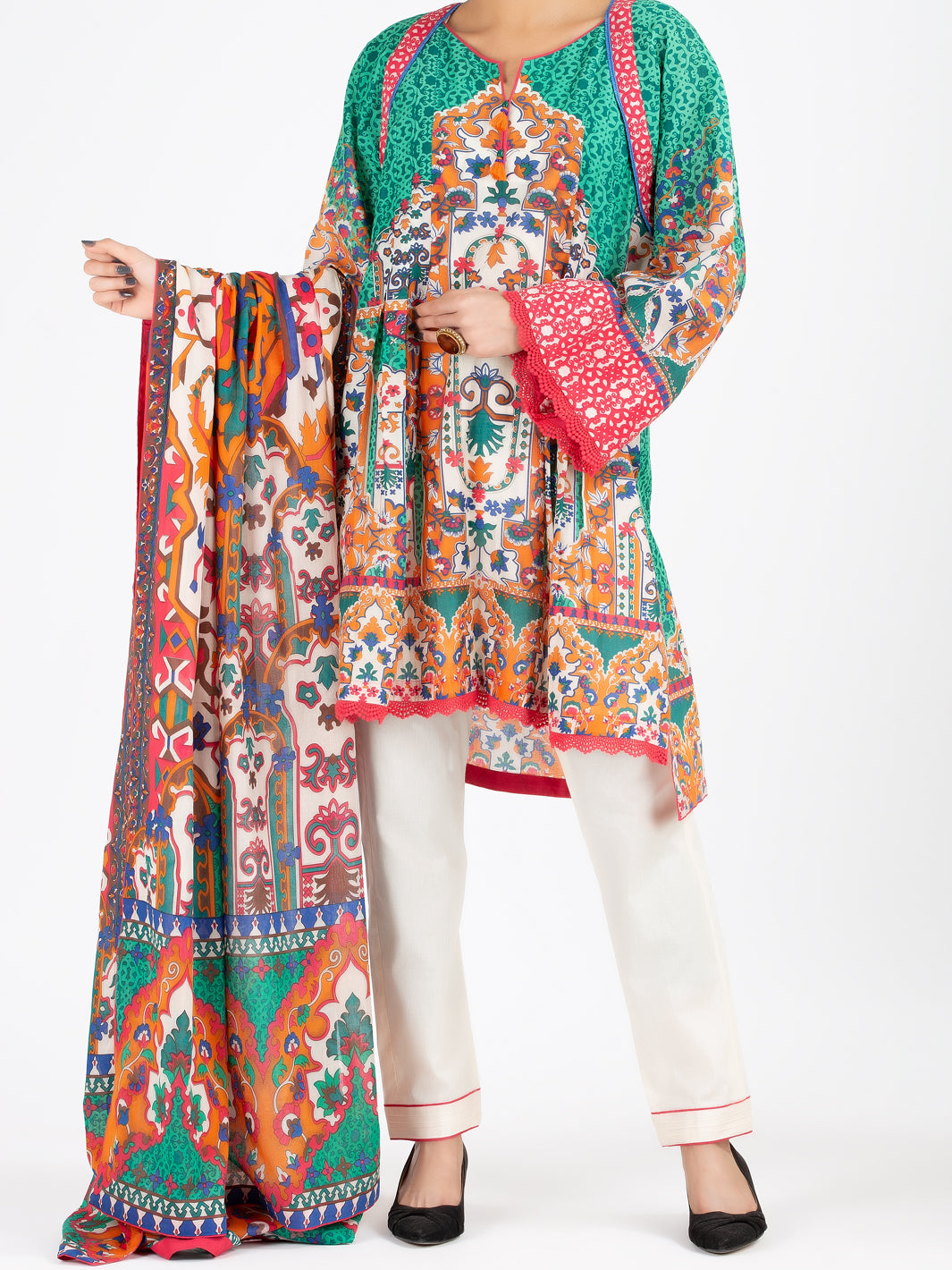Green Lawn 3 Piece Stitched - ALP-3PS-798