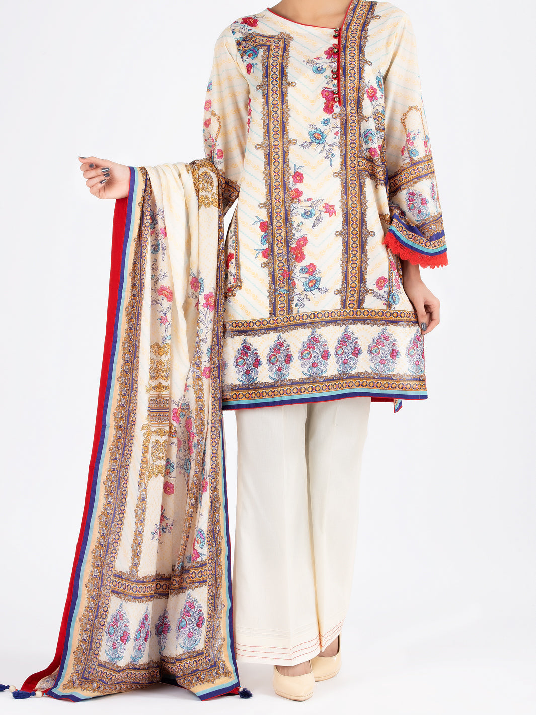 Ivory Lawn 3 Piece Stitched - ALP-3PS-801