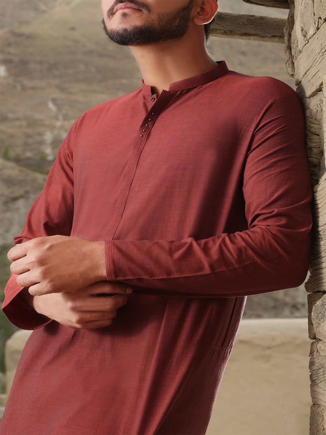 Red Blended Kurta - AL-K-825