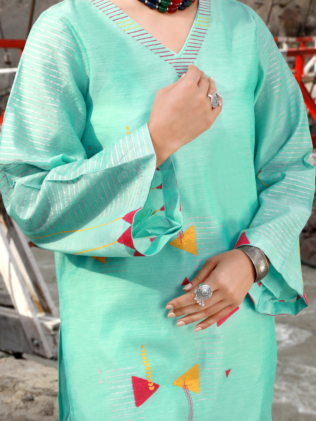 Sky Blue Paper Cotton Tunic - AL-LK-827