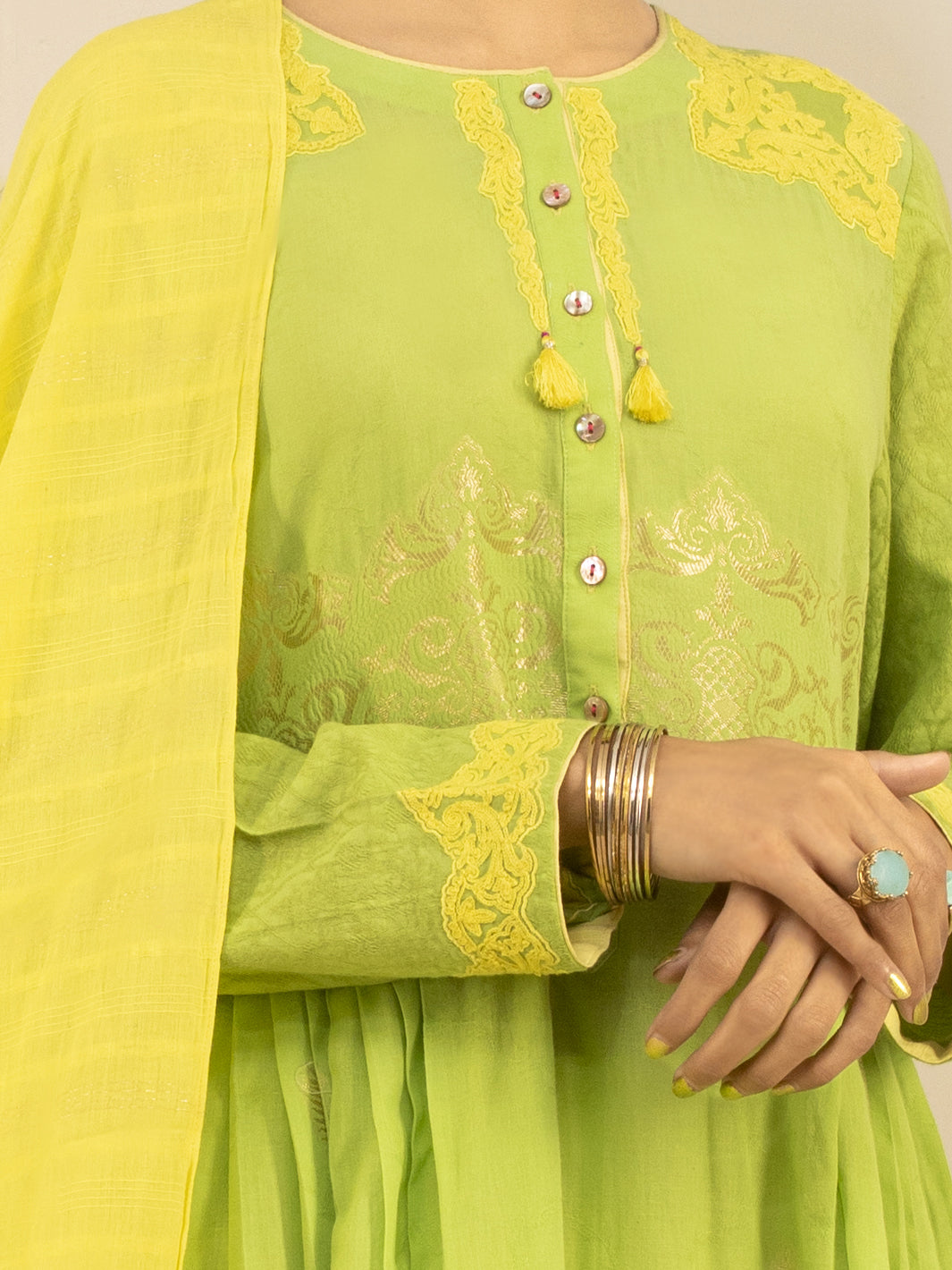 Green Jacquard 3Pc Stitched - ALP-3PS-846