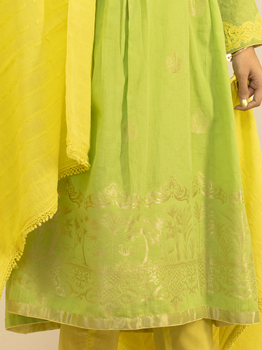 Green Jacquard 3Pc Stitched - ALP-3PS-846