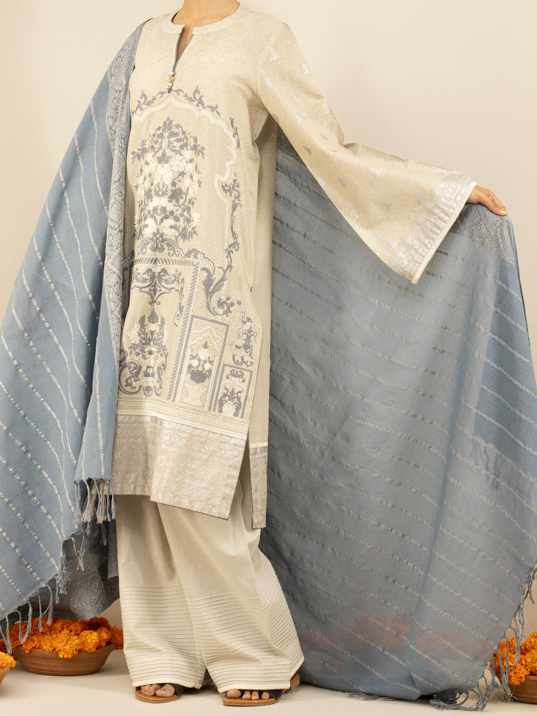 Grey Lawn 3Pc Unstitched - ALP-3PS-848