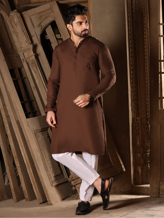 Brown Blended Kurta - AL-K-853