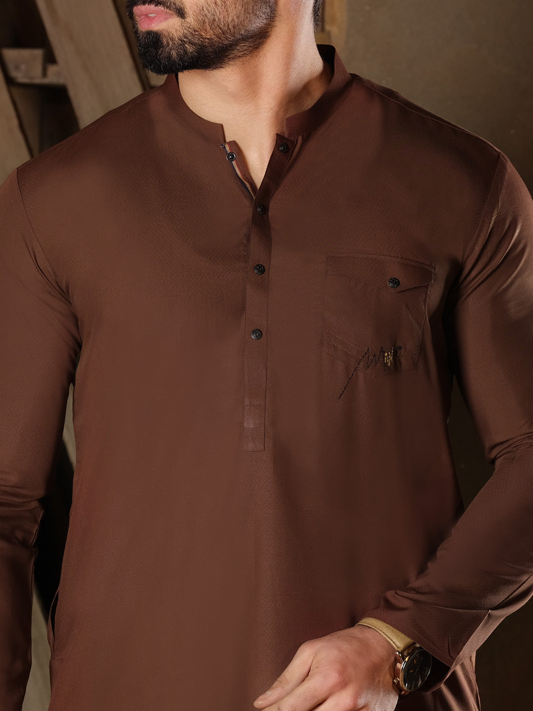 Brown Blended Kurta - AL-K-853